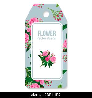 Tag mit Pfingstrose Blumenmuster für Blumenladen, Vektor-Illustration Stock Vektor