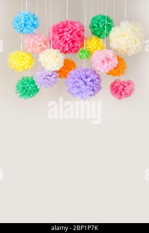 Gewebefarbe Pompons für eine Party Stockfoto