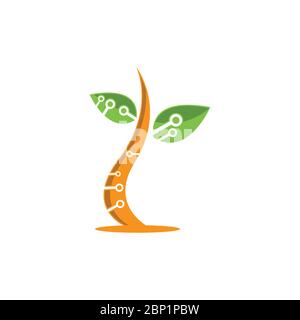 Technologie Baum Design Logo Natur freundlich Energie Tech Logo Vektor Illustration Stock Vektor