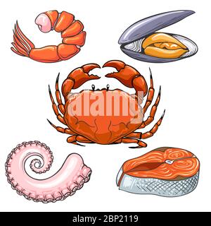 Handgezeichnete Skizze für Meeresfrüchte Stock Vektor