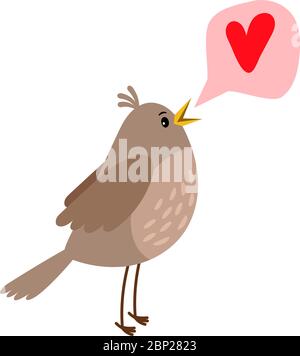 Nachtigall niedlichen Cartoon Vogel-Symbol auf weißem Hintergrund, Vektor-Illustration Stock Vektor
