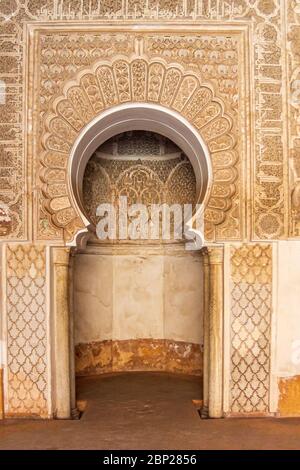 Die Ben Youssef Madrasa ist eine islamische Madrasa in Marrakesch, Marokko Stockfoto