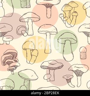 Muster mit handgezeichneten Pilzen Stock Vektor