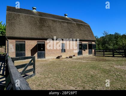 Stableyard und Stables in Middleton Place Plantation in der Nähe von Charleston, South Carolina. Stockfoto