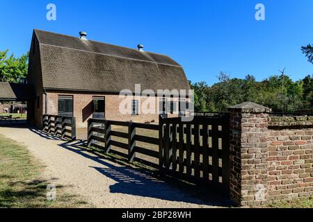 Stableyard und Stables in Middleton Place Plantation in der Nähe von Charleston, South Carolina. Stockfoto