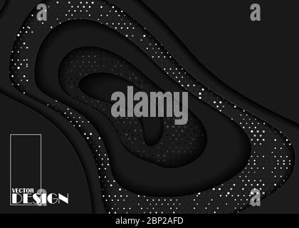 Schwarzer Hintergrund mit Papierschnitt. Abstrakte realistische Papierschnitt Dekoration strukturiert. Stock Vektor