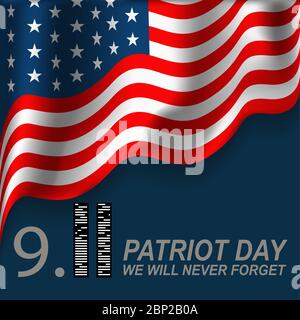 9/11 Patriot Day, 11. September 2001. Nie Vergessen. Stock Vektor