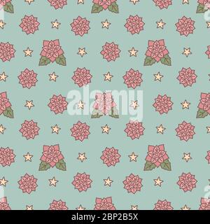 Vintage Mode floral nahtloses Muster. Retro-Stil Textur mit Rosen und Sternen, Vektor-Illustration Stock Vektor