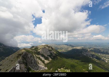 Panoramabild vom Mausoleum von Petar Petrovic Njegos, Lovcen Nationalpark, in Montenegro Stockfoto