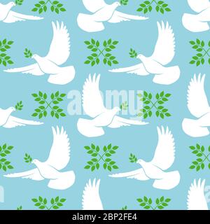 Welt Symbol des Friedens nahtlose Muster. Weiße Taube oder Taube nahtlose Textur, Vektor-Illustration Stock Vektor