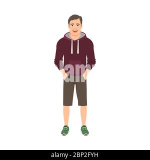 Junger Mann in einem Hoodies isoliert Vektor-Illustration auf weißem Hintergrund Stock Vektor