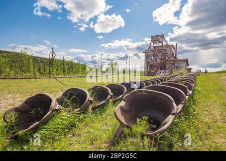 Pedro Dredge wurde für den Goldbergbau verwendet und ist jetzt ein Museum für Touren in Chicken, Alaska Stockfoto