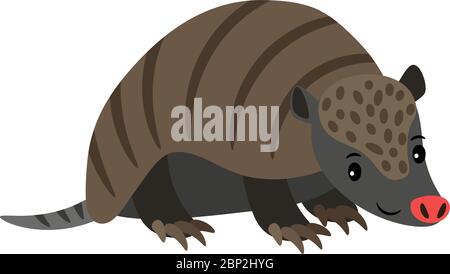 Armadillo niedlichen Cartoon Tier Symbol isoliert auf weißem Hintergrund, Vektor-Illustration Stock Vektor