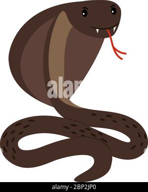 Cobra. Braun giftige Kobra Schlange Angriff Position Vektor-Illustration isoliert auf weißem Hintergrund Stock Vektor