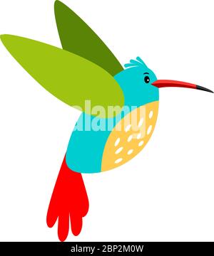 Colibri Cartoon Vogel Symbol isoliert auf weißem Hintergrund, Vektor-Illustration Stock Vektor