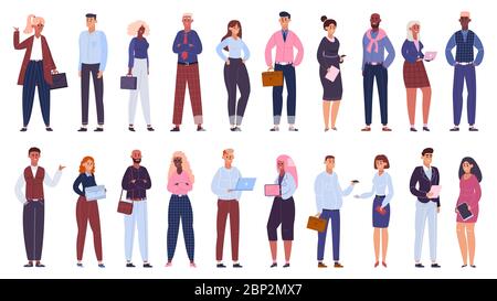 Multikulturelle Unternehmensgruppe. Mitarbeiter Büroangestellte Team, multinationale Kollegen Charaktere Gemeinschaft isolierte Vektor-Illustration Set Stock Vektor