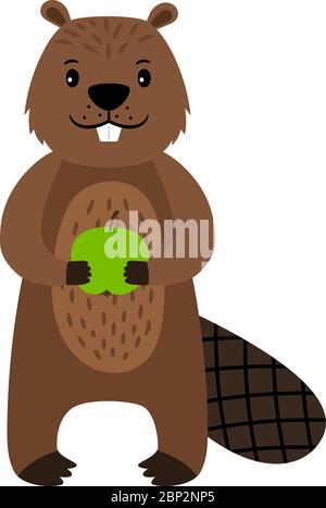Biber. Vektor Cartoon Biber Charakter isoliert auf weißem Hintergrund Stock Vektor
