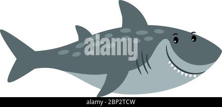 Hai Gefleckt Meer Tier Cartoon-Symbol isoliert auf weißem Hintergrund, Vektor-Illustration Stock Vektor