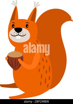 Eichhörnchen halten Mutter, rote Cartoon-Symbol auf weißem Hintergrund isoliert, vwctor Illustration Stock Vektor