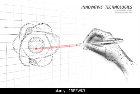 3D-Laser erzeugt atomare Phisics Konzept. Hand mit Stift Grafik Vektor Illustration Stock Vektor