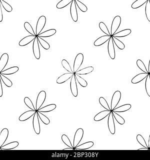 Nahtloses Muster aus Doodle Kamille Blumen. Isoliert auf weißem Hintergrund. Vektorgrafik. Stock Vektor