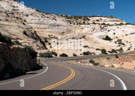 Verschlungene Strecke des malerischen Highway 12 in Escalante, Utah Stockfoto