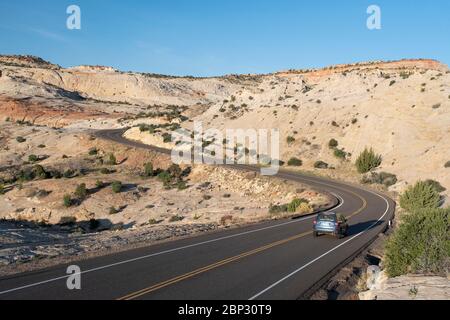 Verschlungene Strecke des malerischen Highway 12 in Escalante, Utah Stockfoto