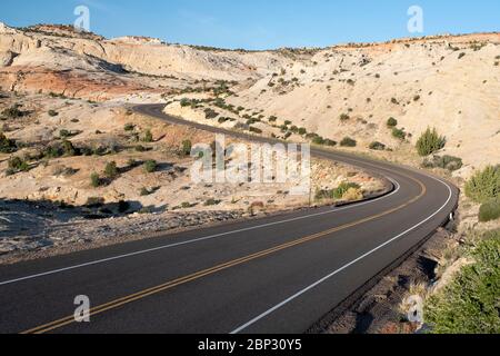 Verschlungene Strecke des malerischen Highway 12 in Escalante, Utah Stockfoto