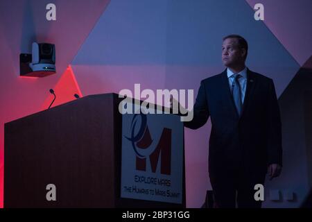 Am 14. Mai 2019 hielt der NASA-Administrator Jim Bridenstine eine Hauptredner auf dem Human to Mars Summit, gefolgt von einem Besuch des Films „We Are NASA“ an der National Academy of Sciences in Washington, D.C. Stockfoto