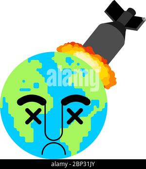 Bombe in der Erde. Toter Planet. World Explosion. vektorgrafik Stock Vektor
