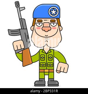 Soldat Mit Gewehr Vektor Illustration Auf Weißem Hintergrund Für Ihr Design Stock Vektor