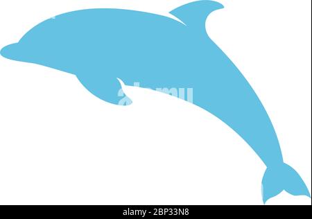 Blaues Delphin-Symbol flacher Vektor-Symbol isoliert auf weiß Stock Vektor