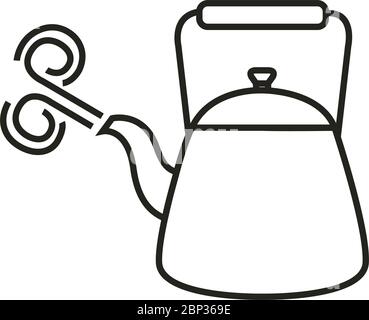 Teekanne Wasserkocher Linie Symbol Tee Topf Kontur Vektor Symbol Illustration Stock Vektor