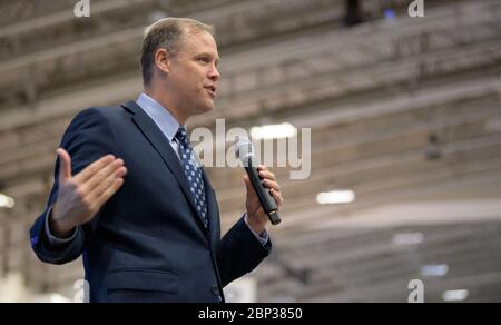 70. Internationaler Astronautical Congress NASA-Administrator Jim Bridenstine beantwortet Fragen während einer Medienverfügbarkeit auf dem 70. Internationalen Astronautical Congress, Donnerstag, 24. Oktober 2019, in Washington. Stockfoto