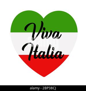 Viva La Italia Zitat auf Italienisch. Es lebe Italien. Gezeichnet patriotischen Schriftzug für Postkarte, Einladung, Poster, Etikett, Tasse, Ikone, Banner. Stock Vektor