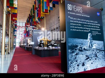 NASA 60th Anniversary Exhibit im Kennedy Center die 60th Anniversary-Ausstellungen der NASA werden am Donnerstag, 31. Mai 2018, im Kennedy Center in Washington gezeigt. Stockfoto