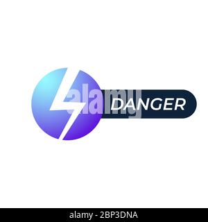 Lightning, elektrische Vektor-Logo Design-Element. Energie und Donner Elektrizität Symbol Konzept. Gefahrenzeichen im Kreis. Power schnelle Geschwindigkeit logot Stock Vektor
