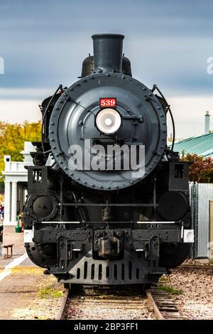 Engine #539, eine Dampflokomotive am Bahnhof der Grand Canyon Railway entlang der historischen Route 66 in Williams, Arizona, USA [Anmerkung: Dies ist eine private Stockfoto