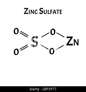 Zinksulfat ist eine molekularchemische Formel. Zink-Infografiken. Vektorgrafik auf isoliertem Hintergrund. Stock Vektor