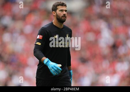 4. August 2019, London, Großbritannien: Alisson Becker aus Liverpool wird während des FA Community Shield Spiels zwischen Liverpool und Manchester City im Wembley Stadium gesehen. (Bild: © Richard Calver/SOPA Images via ZUMA Wire) Stockfoto