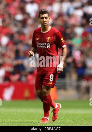 London, Großbritannien. August 2019. Roberto Firmino aus Liverpool wird während des FA Community Shield Spiels zwischen Liverpool und Manchester City im Wembley Stadium gesehen. Kredit: Richard Calver/SOPA Images/ZUMA Wire/Alamy Live News Stockfoto