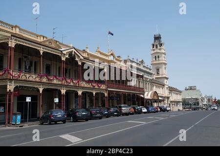 Die denkmalgeschützte Old Colonists Hall und das ehemalige Postgebäude in der Lydiard Street, Ballarat, Victoria, Australien Stockfoto