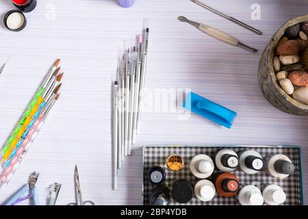 Elemente, Zubehör und Werkzeuge für die Maniküre Stockfoto