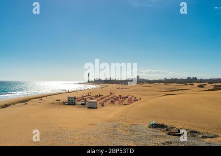 Playa del Ingles Strand in Maspalomas, Gran Canaria Stockfoto