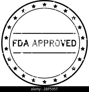 Grunge schwarz FDA (Abkürzung für Lebensmittel-und Medikamentengabe) genehmigt Wort rund Gummi-Siegel Stempel auf weißem Hintergrund Stock Vektor