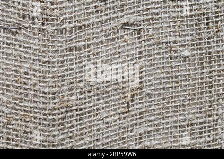 Burlap aus Hanf. Grobes, strapazierfähiges Gewebe aus dickem Garn. Stockfoto