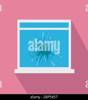 Symbol für zerbrochenes Fenster in flacher Ausführung Stock Vektor