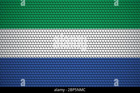 Abstrakte Flagge von Sierra Leone aus Kreisen. Sierra Leonean Flagge mit farbigen Punkten, die es einen modernen und futuristischen abstrakten Look. Stock Vektor