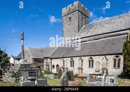 St Illtyd's Church in Llantwit Major. Die Kirche hat erhebliche religiöse und nhistorical Bedeutung daher ist es als Grade 1 aufgeführt. Stockfoto