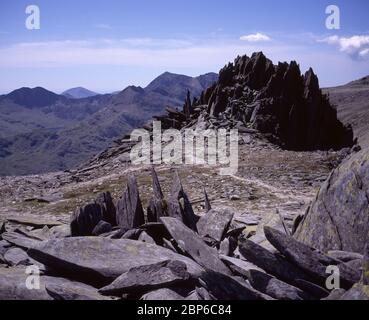 Gipfel des Castle of the Winds auf Glyder Fach, North Wales, Großbritannien Stockfoto